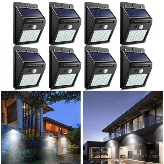 Set de 8 lámparas solares con sensor de movimiento