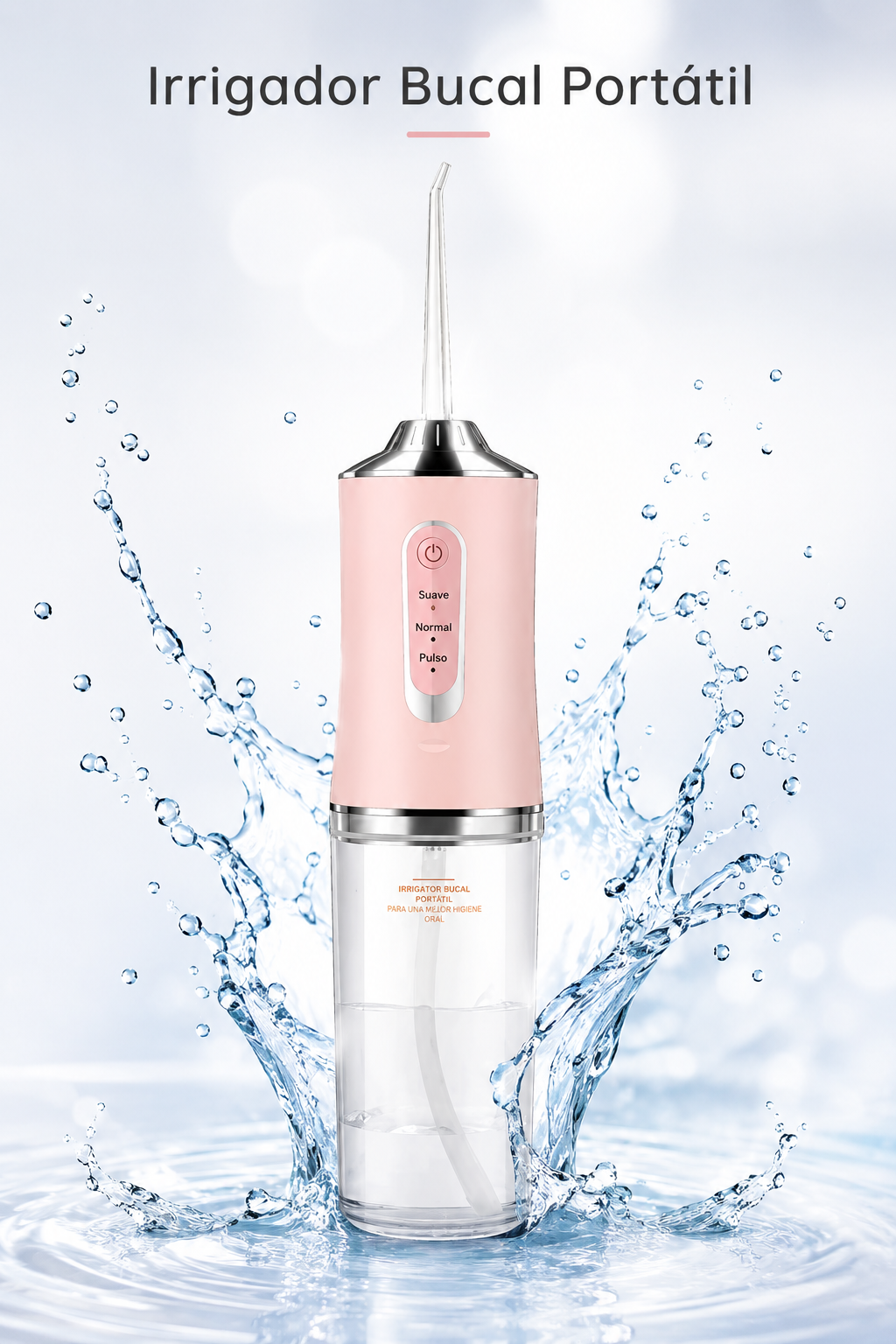 Irrigador Bucal Eléctrico Inalámbrico – 3 Niveles de Presión, IPX6, Depósito de 220 ml