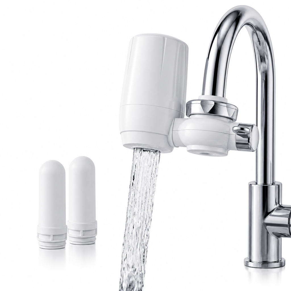 Filtro Antibacteriano para Grifo – Agua Más Limpia al Instante | 2 Cartuchos de Recambio | 7L/min