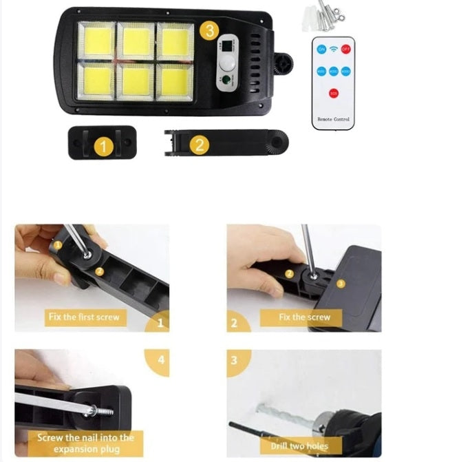 Set x2 Lámpara con Carga Solar 100W, 160 LED COB, mando a distancia