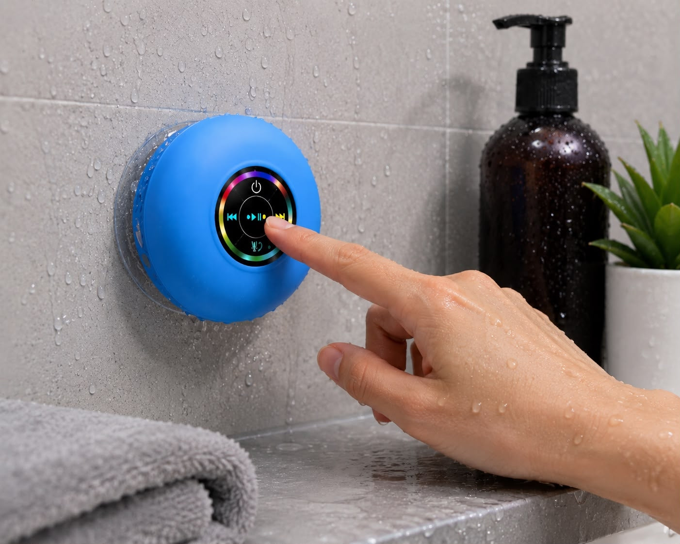 Altavoz Portátil Bluetooth Resistente al Agua con Iluminación LED RGB y Micrófono Integrado