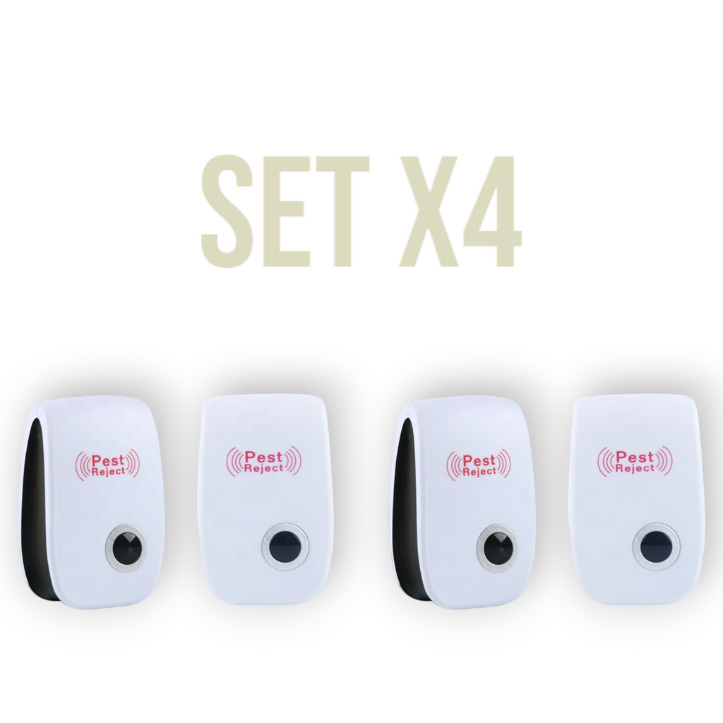 Set x4 Aparato de ultrasonidos Pest Repeller - Anti Roedores, Ratones, Insectos, Cucarachas, Arañas, Pulgas, etc.
