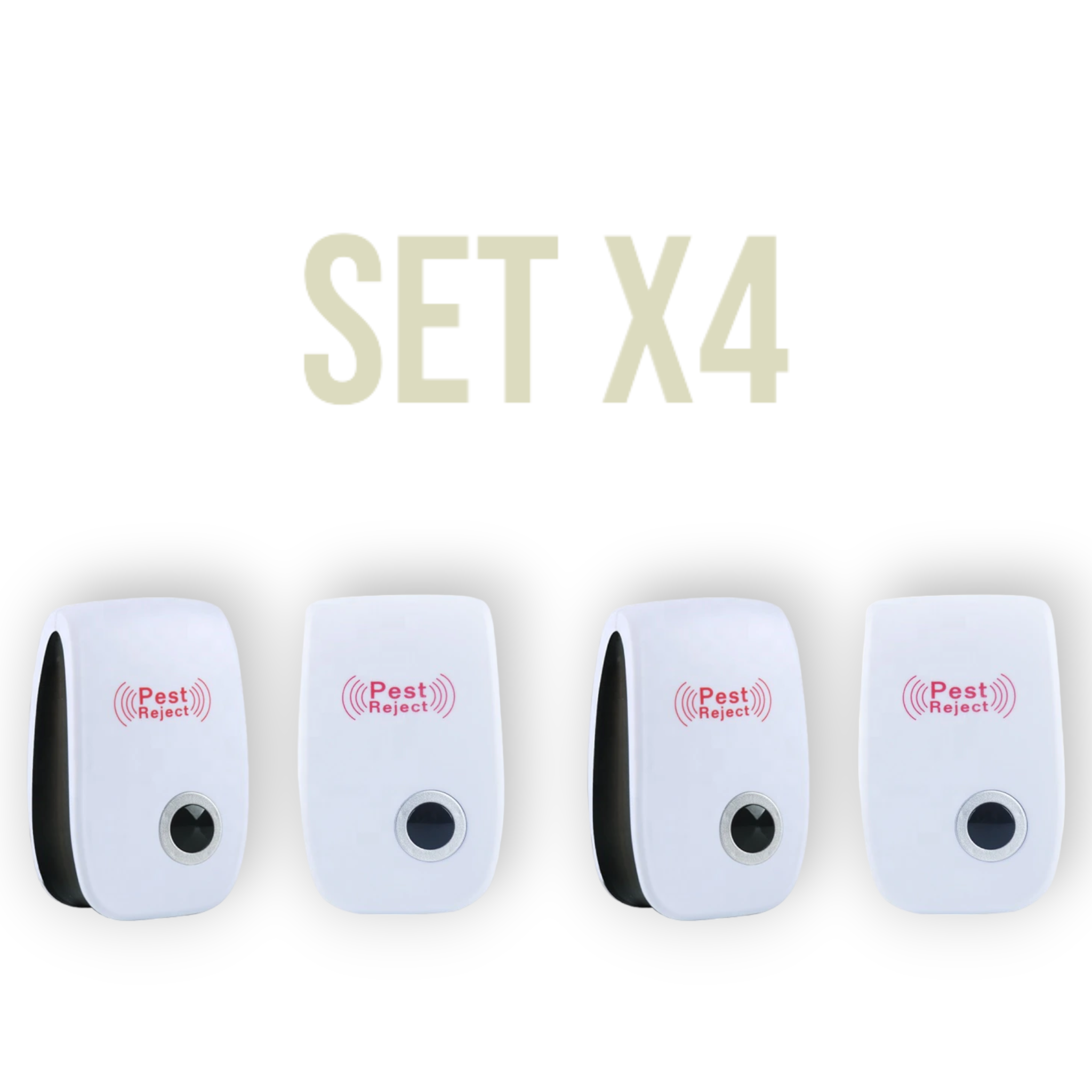 Set x4 Aparato de ultrasonidos Pest Repeller - Anti Roedores, Ratones, Insectos, Cucarachas, Arañas, Pulgas, etc.